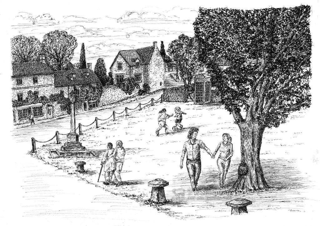 drawing of Wendlebury Barrow by T E Shepherd