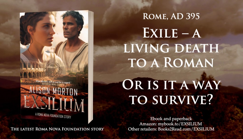 banner ad for Exsilium showing cover image of book against dark background 